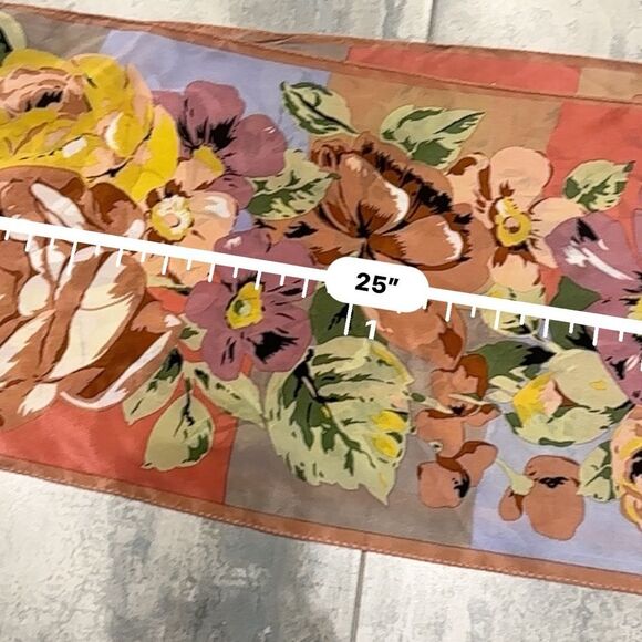Oscar De La Renta | vintage floral silk scarf light weight summer scarf - Picture 2 of 5